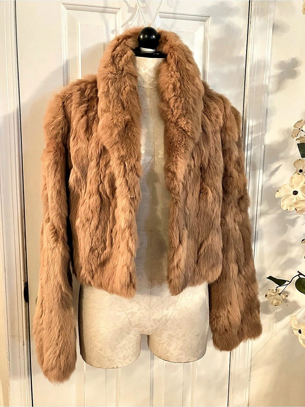 C. Magic Rabbit Fur Jacket in Chestnut XL Like New